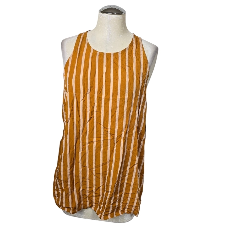 NWT Old Navy Orange Striped Keyhole Tank Top L